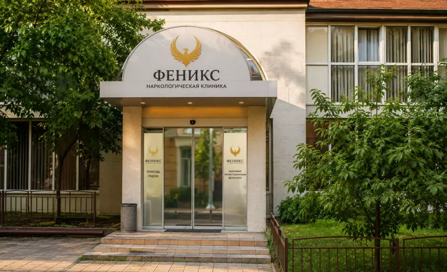 Вход в наркологическую клинику «Феникс» в Облучье